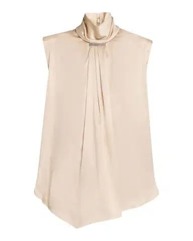 Brunello Cucinelli Sleeveless Silk Turtleneck Blouse w/ Monili | Thumbnail 1 Brunello Cucinelli Sleeveless Silk Turtleneck Blouse w/ Monili | Thumbnail 1
