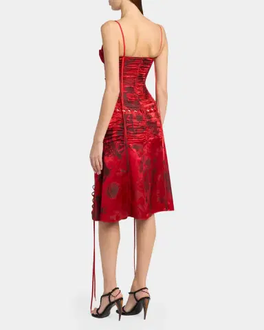 McQueen Certified Fluid Viscose Floral Jacquard Corset Dress | Thumbnail 3 McQueen Certified Fluid Viscose Floral Jacquard Corset Dress | Thumbnail 3