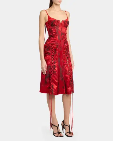 McQueen Certified Fluid Viscose Floral Jacquard Corset Dress | Thumbnail 4 McQueen Certified Fluid Viscose Floral Jacquard Corset Dress | Thumbnail 4