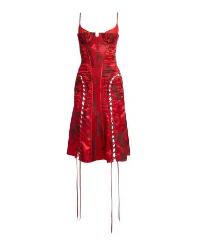 McQueen Certified Fluid Viscose Floral Jacquard Corset Dress | Thumbnail 1 McQueen Certified Fluid Viscose Floral Jacquard Corset Dress | Thumbnail 1
