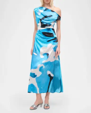 STAUD Phare Draped Silk Dress | Thumbnail 2 STAUD Phare Draped Silk Dress | Thumbnail 2