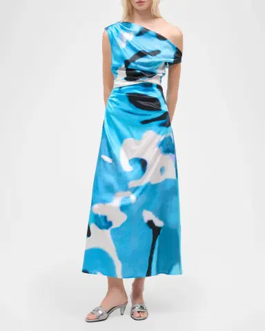 STAUD Phare Draped Silk Dress | Thumbnail 4 STAUD Phare Draped Silk Dress | Thumbnail 4