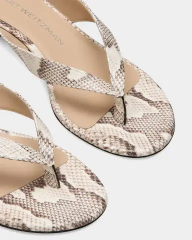Stuart Weitzman 33mm Rio Snakeskin-Print Leather Kitten-Heel Thong Sandals | Thumbnail 3 Stuart Weitzman 33mm Rio Snakeskin-Print Leather Kitten-Heel Thong Sandals | Thumbnail 3