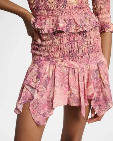 Isabel Marant Ceiva Smocked Silk Handkerchief Mini Skirt | Thumbnail 5 Isabel Marant Ceiva Smocked Silk Handkerchief Mini Skirt | Thumbnail 5