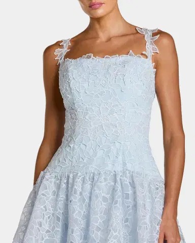 Mac Duggal Lace Tiered Fit & Flare Midi-Dress | Thumbnail 3 Mac Duggal Lace Tiered Fit & Flare Midi-Dress | Thumbnail 3