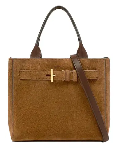 Tom Ford Audrey Small Belted Tote Bag in Suede | Thumbnail 1 Tom Ford Audrey Small Belted Tote Bag in Suede | Thumbnail 1