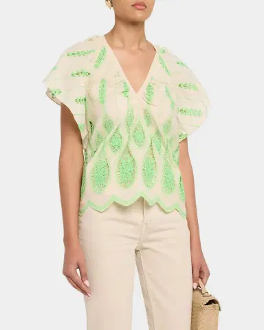 Ramy Brook Bettie Embroidered Short-Sleeve Top | Thumbnail 4 Ramy Brook Bettie Embroidered Short-Sleeve Top | Thumbnail 4