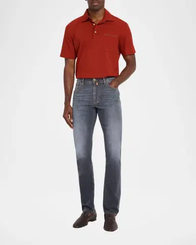 Jacob Cohen Men 's Slim Straight-Leg Washed Black Denim Jeans | Thumbnail 2 Jacob Cohen Men 's Slim Straight-Leg Washed Black Denim Jeans | Thumbnail 2