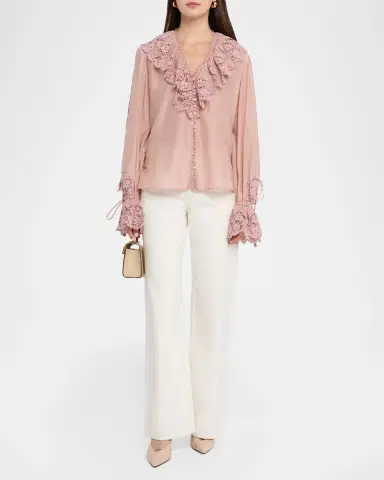 Kobi Halperin Arielle Lace-Trim Ruffle Blouse | Thumbnail 2 Kobi Halperin Arielle Lace-Trim Ruffle Blouse | Thumbnail 2