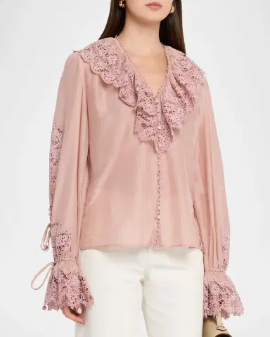 Kobi Halperin Arielle Lace-Trim Ruffle Blouse | Thumbnail 4 Kobi Halperin Arielle Lace-Trim Ruffle Blouse | Thumbnail 4