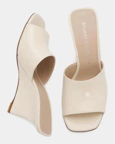 Stuart Weitzman 85mm Vinnie Patent Leather Wedge Mules | Thumbnail 4 Stuart Weitzman 85mm Vinnie Patent Leather Wedge Mules | Thumbnail 4