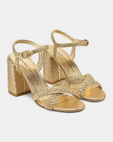 Stuart Weitzman 85mm Alyssa Woven Metallic Leather Ankle-Strap Sandals | Thumbnail 4 Stuart Weitzman 85mm Alyssa Woven Metallic Leather Ankle-Strap Sandals | Thumbnail 4