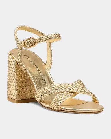 Stuart Weitzman 85mm Alyssa Woven Metallic Leather Ankle-Strap Sandals | Thumbnail 5 Stuart Weitzman 85mm Alyssa Woven Metallic Leather Ankle-Strap Sandals | Thumbnail 5