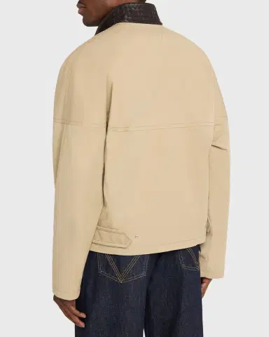 Bottega Veneta Men's Intrecciato Leather-Collar Cotton Blouson | Thumbnail 3 Bottega Veneta Men's Intrecciato Leather-Collar Cotton Blouson | Thumbnail 3