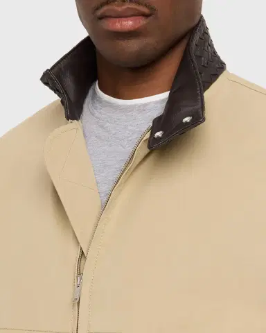 Bottega Veneta Men's Intrecciato Leather-Collar Cotton Blouson | Thumbnail 5 Bottega Veneta Men's Intrecciato Leather-Collar Cotton Blouson | Thumbnail 5