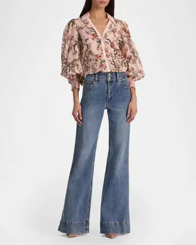 ALICE + OLIVIA Charis Floral Button-Front Blouse | Thumbnail 2 ALICE + OLIVIA Charis Floral Button-Front Blouse | Thumbnail 2