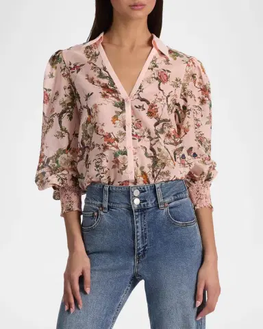 ALICE + OLIVIA Charis Floral Button-Front Blouse | Thumbnail 4 ALICE + OLIVIA Charis Floral Button-Front Blouse | Thumbnail 4