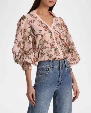 ALICE + OLIVIA Charis Floral Button-Front Blouse | Thumbnail 6 ALICE + OLIVIA Charis Floral Button-Front Blouse | Thumbnail 6