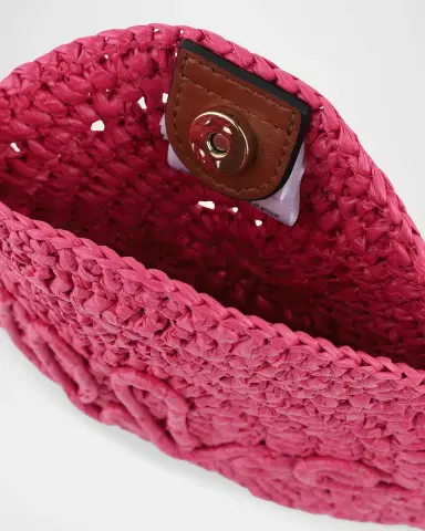 Chloé Girl 's Logo-Embroidered Raffia Shoulder Bag | Thumbnail 4 Chloé Girl 's Logo-Embroidered Raffia Shoulder Bag | Thumbnail 4