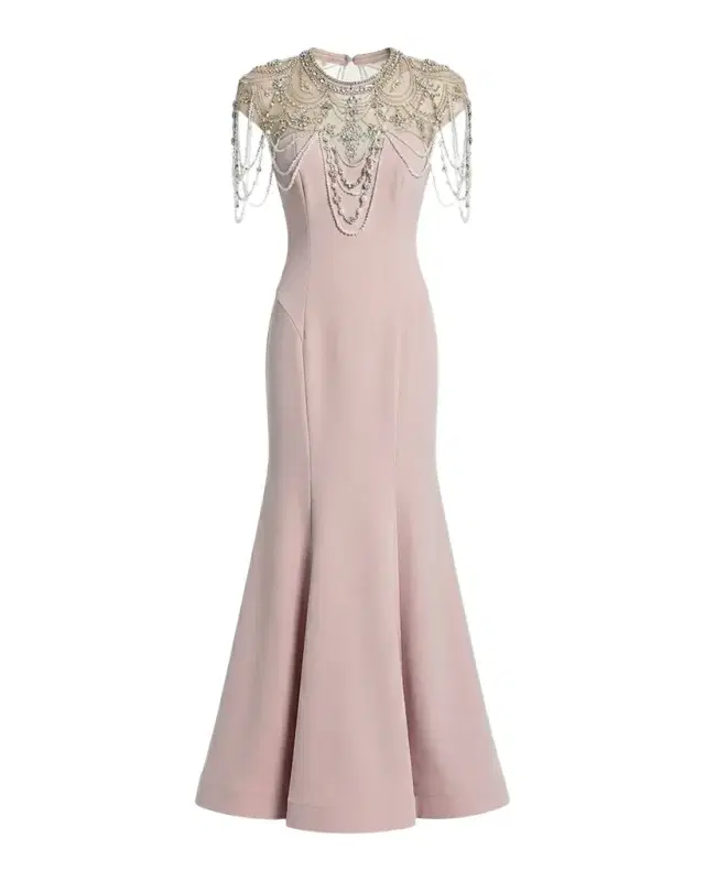 Beaded Cap-Sleeve Mermaid Gown Beaded Cap-Sleeve Mermaid Gown