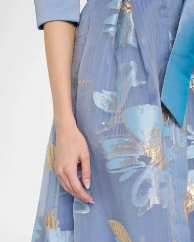 Rickie Freeman for Teri Jon Taffeta & Floral Organza Midi Shirtdress | Thumbnail 5 Rickie Freeman for Teri Jon Taffeta & Floral Organza Midi Shirtdress | Thumbnail 5