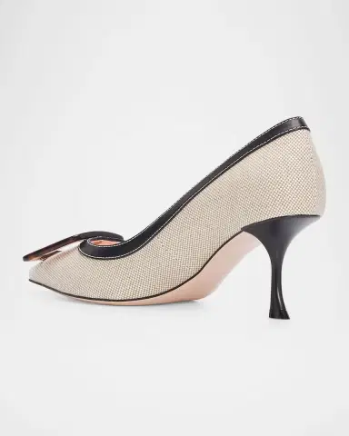 Roger Vivier 65mm Viv in the City Canvas and Leather Buckle Pumps | Thumbnail 4 Roger Vivier 65mm Viv in the City Canvas and Leather Buckle Pumps | Thumbnail 4