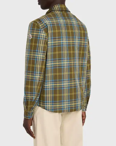 Moncler en's Monogram Checked Nylon Shirt Jacket | Thumbnail 3 Moncler en's Monogram Checked Nylon Shirt Jacket | Thumbnail 3