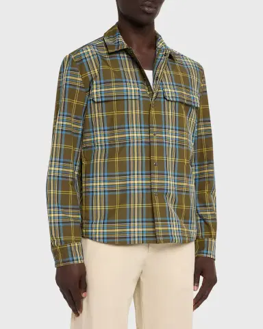 Moncler en's Monogram Checked Nylon Shirt Jacket | Thumbnail 4 Moncler en's Monogram Checked Nylon Shirt Jacket | Thumbnail 4