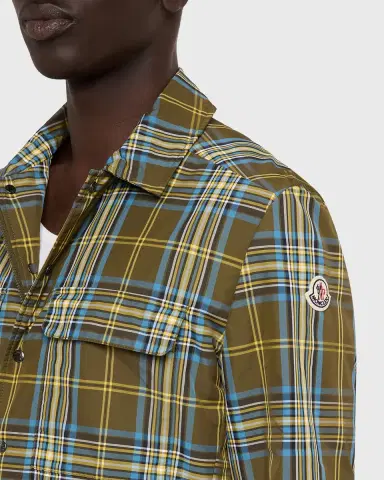Moncler en's Monogram Checked Nylon Shirt Jacket | Thumbnail 5 Moncler en's Monogram Checked Nylon Shirt Jacket | Thumbnail 5