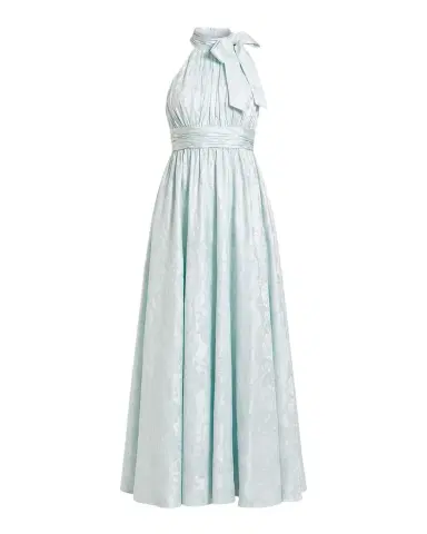 Mac Duggal Bow-Embellished Floral Brocade Halter Gown | Thumbnail 1 Mac Duggal Bow-Embellished Floral Brocade Halter Gown | Thumbnail 1