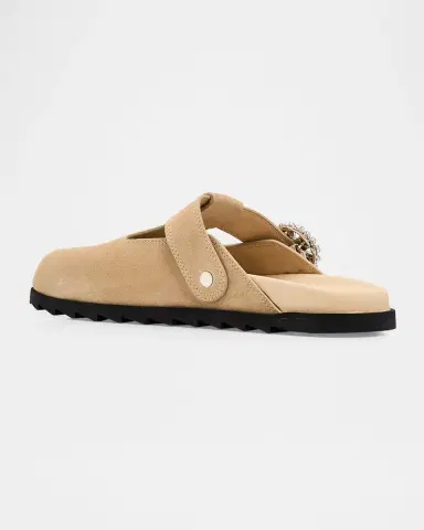 Roger Vivier Slidy Viv Suede T-Strap Mules | Thumbnail 4 Roger Vivier Slidy Viv Suede T-Strap Mules | Thumbnail 4