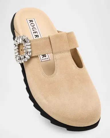 Roger Vivier Slidy Viv Suede T-Strap Mules | Thumbnail 5 Roger Vivier Slidy Viv Suede T-Strap Mules | Thumbnail 5