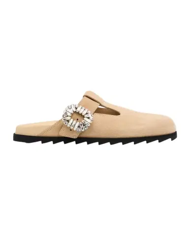 Roger Vivier Slidy Viv Suede T-Strap Mules | Thumbnail 1 Roger Vivier Slidy Viv Suede T-Strap Mules | Thumbnail 1