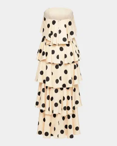 Mac Duggal Ruffled Tiered Polka Dot Charmeuse Gown | Thumbnail 5 Mac Duggal Ruffled Tiered Polka Dot Charmeuse Gown | Thumbnail 5