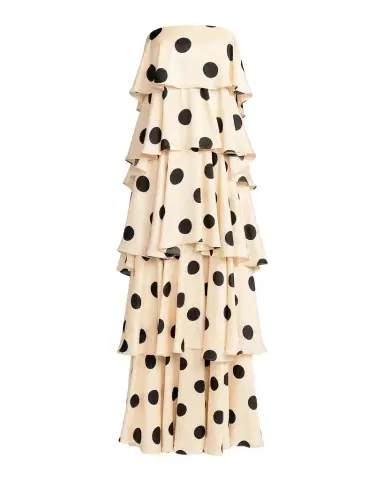 Mac Duggal Ruffled Tiered Polka Dot Charmeuse Gown | Thumbnail 1 Mac Duggal Ruffled Tiered Polka Dot Charmeuse Gown | Thumbnail 1