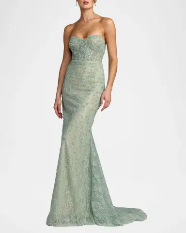 Mac Duggal Embellished Floral Lace Sweetheart Gown | Thumbnail 2 Mac Duggal Embellished Floral Lace Sweetheart Gown | Thumbnail 2