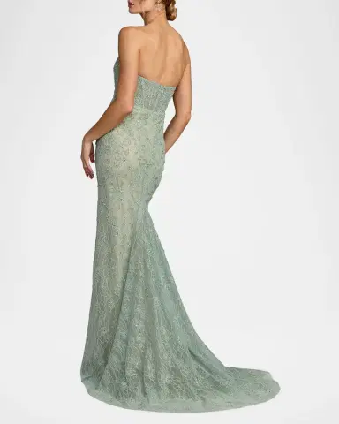 Mac Duggal Embellished Floral Lace Sweetheart Gown | Thumbnail 3 Mac Duggal Embellished Floral Lace Sweetheart Gown | Thumbnail 3
