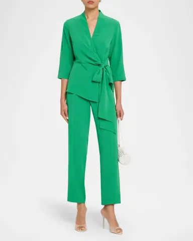 Misook Wrap-Front Crepe De Chine Top | Thumbnail 2 Misook Wrap-Front Crepe De Chine Top | Thumbnail 2
