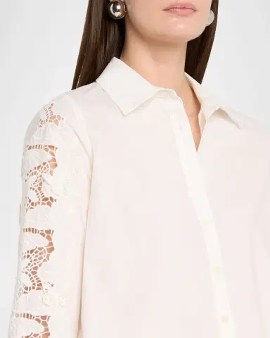 Elie Tahari The Dani Butterfly Lace-Sleeve Cotton Blouse | Thumbnail 5 Elie Tahari The Dani Butterfly Lace-Sleeve Cotton Blouse | Thumbnail 5