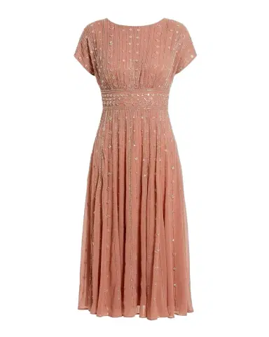 Mac Duggal Beaded Chiffon Midi Dress | Thumbnail 1 Mac Duggal Beaded Chiffon Midi Dress | Thumbnail 1