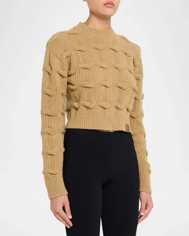 Stella McCartney Cable Knit Crop Crewneck Sweater | Thumbnail 4 Stella McCartney Cable Knit Crop Crewneck Sweater | Thumbnail 4