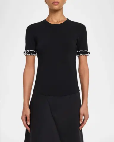Elie Tahari The Rose Ruffle Short-Sleeve Shirt | Thumbnail 4 Elie Tahari The Rose Ruffle Short-Sleeve Shirt | Thumbnail 4