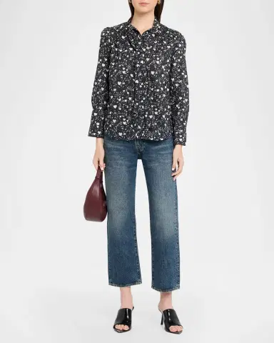 R13 ong-Sleeve Tie-Neck Cotton Shirt | Thumbnail 2 R13 ong-Sleeve Tie-Neck Cotton Shirt | Thumbnail 2