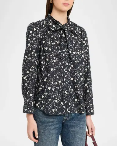 R13 ong-Sleeve Tie-Neck Cotton Shirt | Thumbnail 4 R13 ong-Sleeve Tie-Neck Cotton Shirt | Thumbnail 4