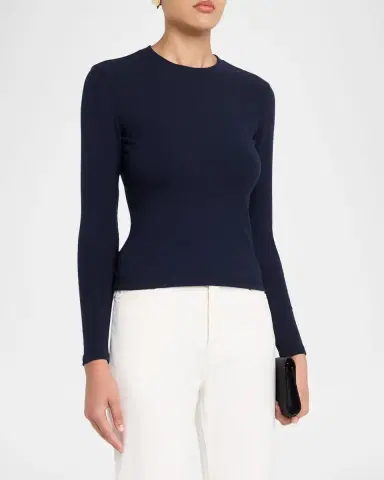FRAME The Long-Sleeve Ribbed Crewneck Top | Thumbnail 4 FRAME The Long-Sleeve Ribbed Crewneck Top | Thumbnail 4