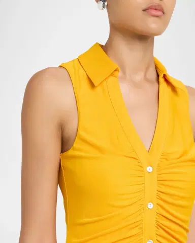 Cinq à Sept Melinda Gathered Button-Front Mini Dress | Thumbnail 5 Cinq à Sept Melinda Gathered Button-Front Mini Dress | Thumbnail 5
