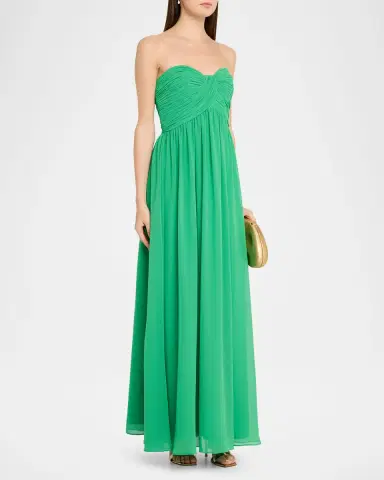 BADGLEY MISCHKA Strapless Draped Georgette Gown | Thumbnail 4 BADGLEY MISCHKA Strapless Draped Georgette Gown | Thumbnail 4