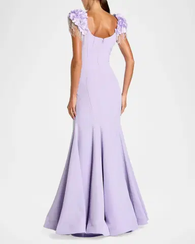 Mac Duggal Fringe-Cap-Sleeve Trumpet Gown | Thumbnail 3 Mac Duggal Fringe-Cap-Sleeve Trumpet Gown | Thumbnail 3