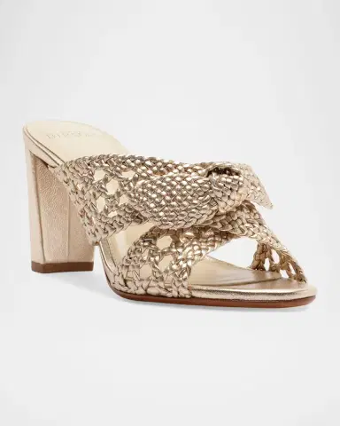 Alexandre Birman 75mm Belinda Woven Metallic Leather Mules | Thumbnail 2 Alexandre Birman 75mm Belinda Woven Metallic Leather Mules | Thumbnail 2