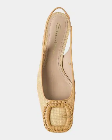 Santoni 50mm Lemon Raffia and Leather Slingback Pumps | Thumbnail 4 Santoni 50mm Lemon Raffia and Leather Slingback Pumps | Thumbnail 4
